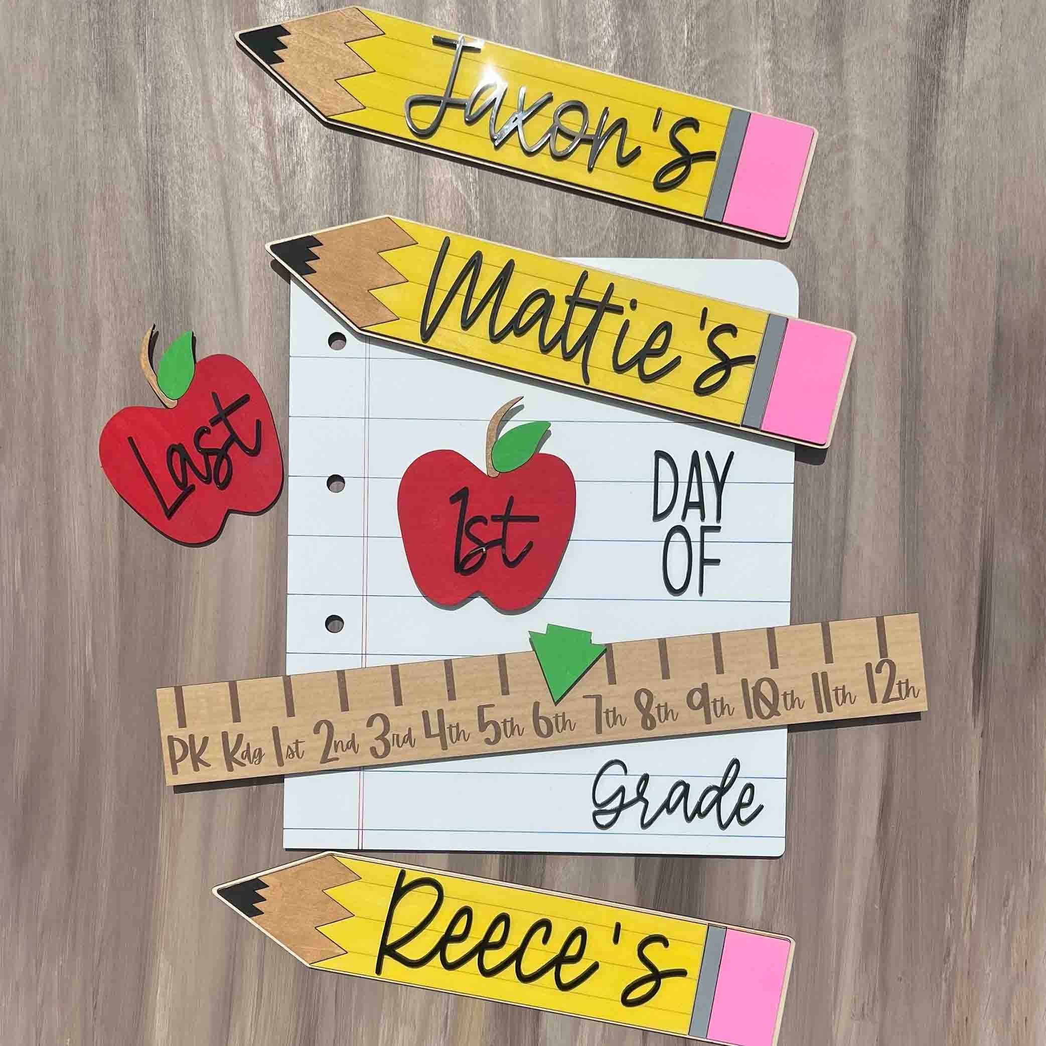 Personalized 1st/Last Day Back to School Prop Interchangeable Sign For Kids