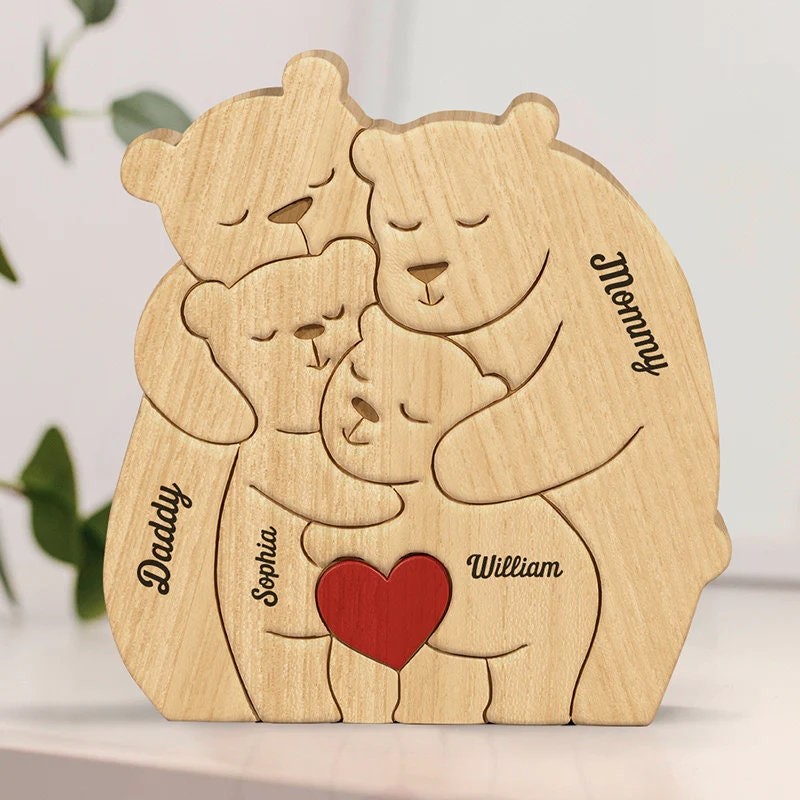 Custom Family Bear Puzzle Anniversary Family Keepsake Gift For Christmas Day