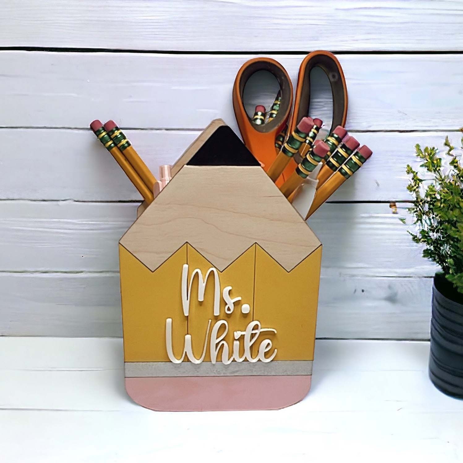 Personalized Wooden Pencil Holder Desk Organizer For Teacher’s Gifts