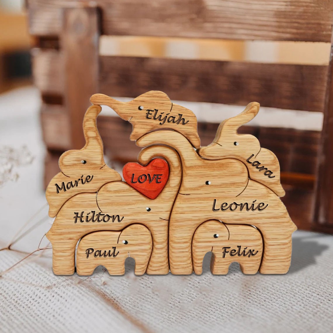 Personalized Family Elephant Puzzle Anniversary Keepsake Gifts For Mother's Day