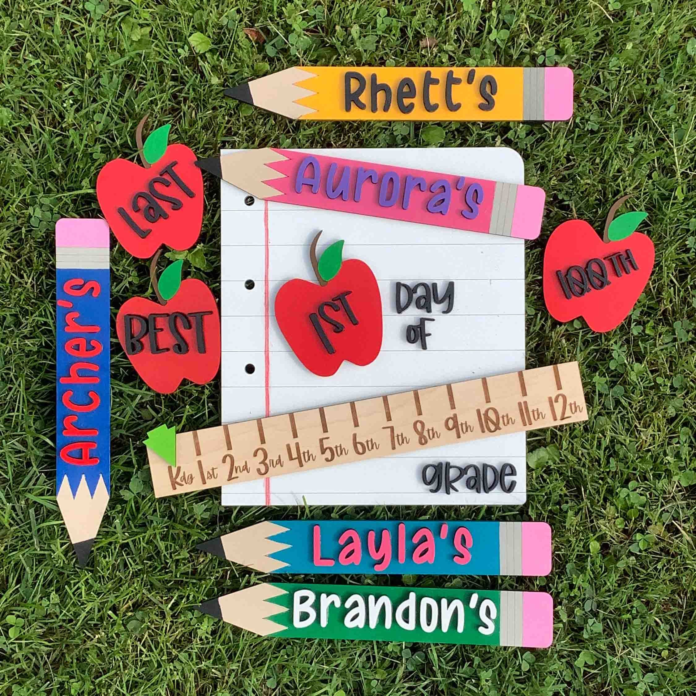 Personalized 1st/Last Day Back to School Prop Interchangeable Sign For Kids