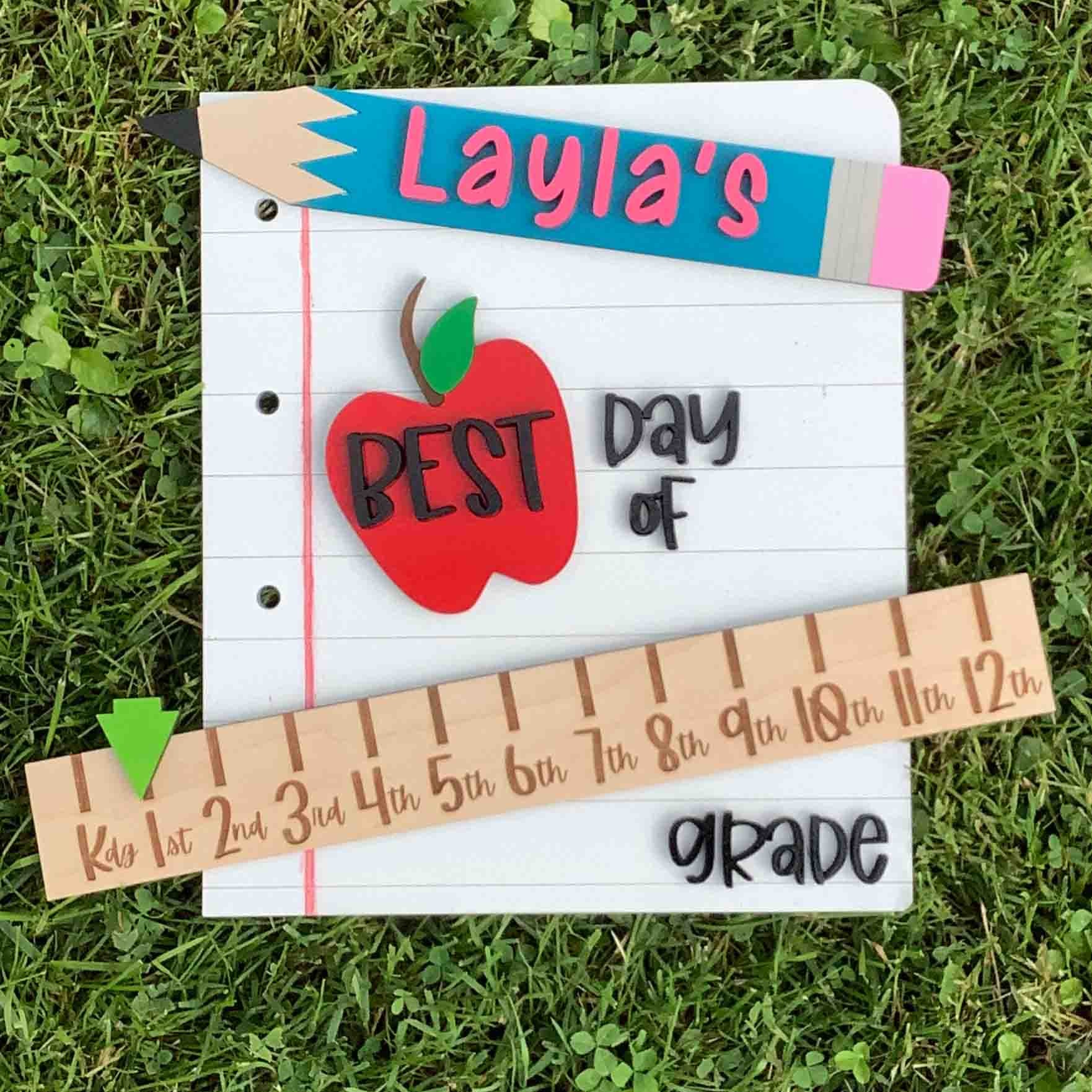 Personalized 1st/Last Day Back to School Prop Interchangeable Sign For Kids