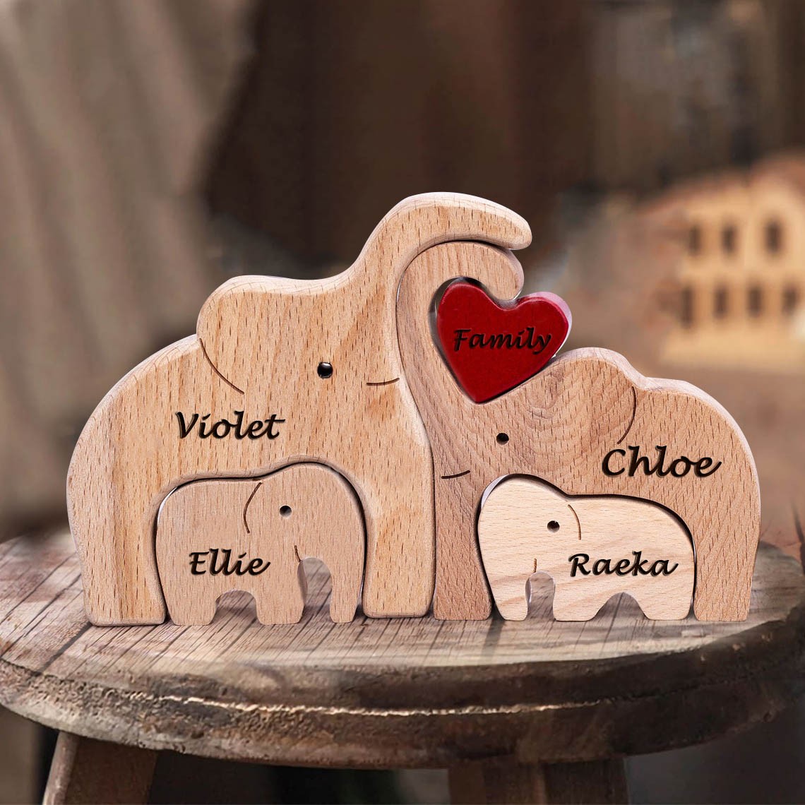 Custom Couple Elephant Puzzle Anniversary Wedding Family Keepsake Gift For Mother's Day