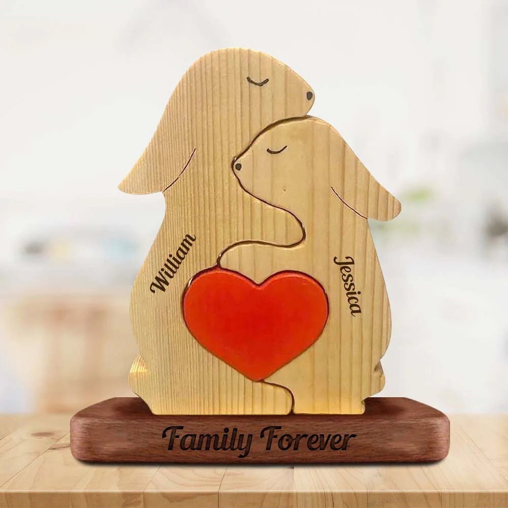 Personalized Family Bunny Puzzle Anniversary Birthday Keepsake Gift For Family