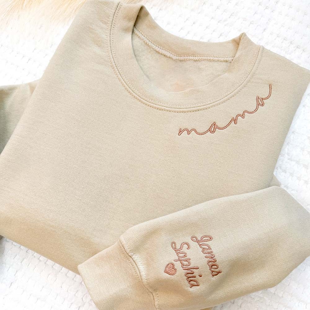 Personalised Embroidered Mama Sweatshirt With Kids Names For Mother's Day