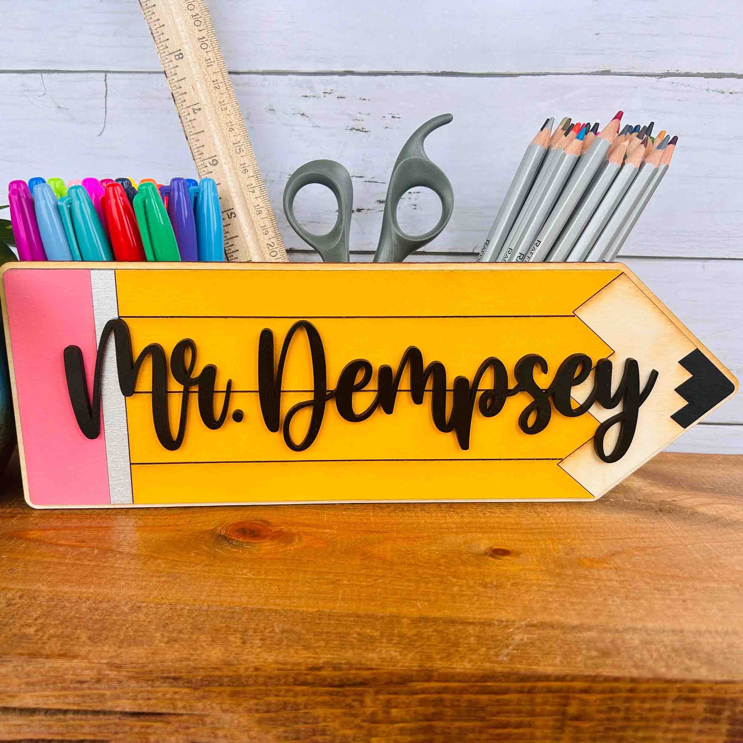 Personalized Wooden Pencil Holder Desk Organizer For Teacher’s Gifts