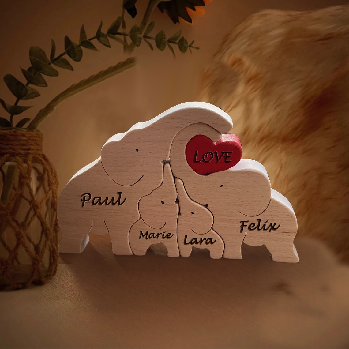 Personalized Family Elephant Puzzle Anniversary Weddding Keepsake Gifts For Mother's Day